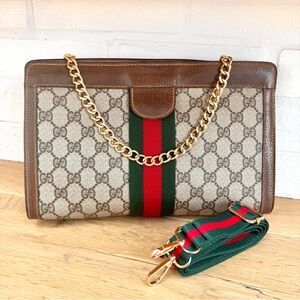 Gucci Authentic Monogram Sherry Line Clutch / Shoulder Bag